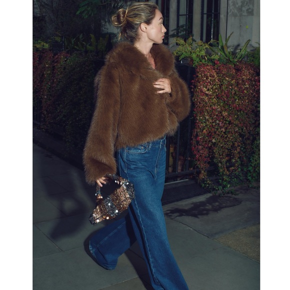 Zara FAUX FUR SHORT COAT - Picture 10 of 16